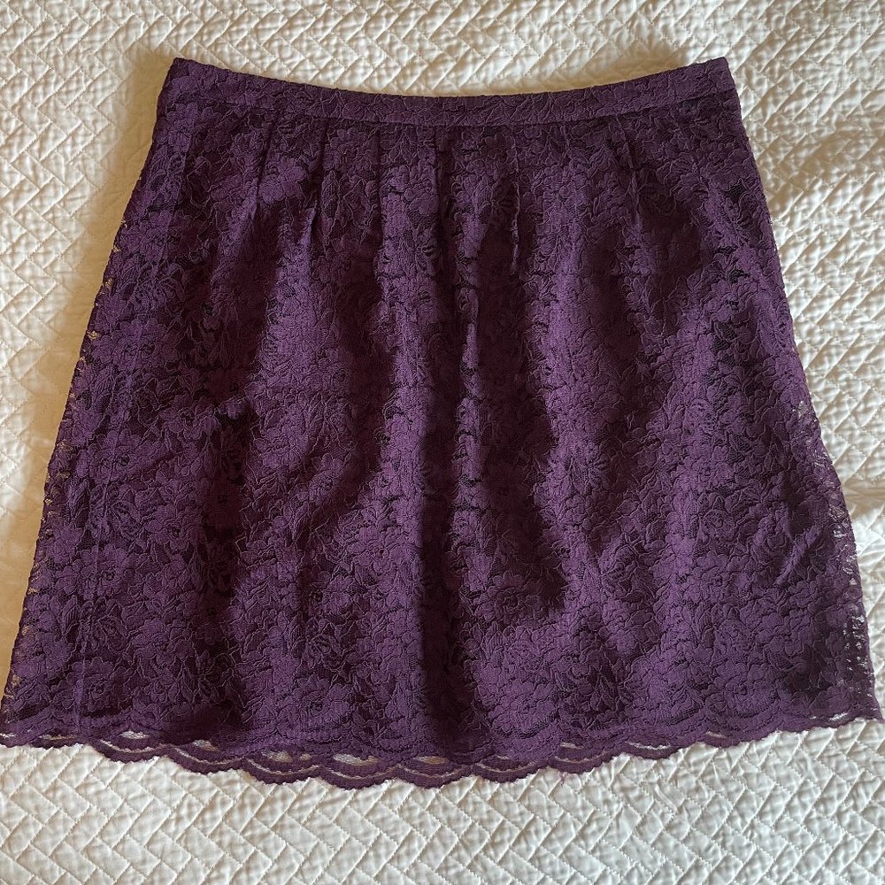 LOFT Purple Lace Scalloped Skirt Size 12